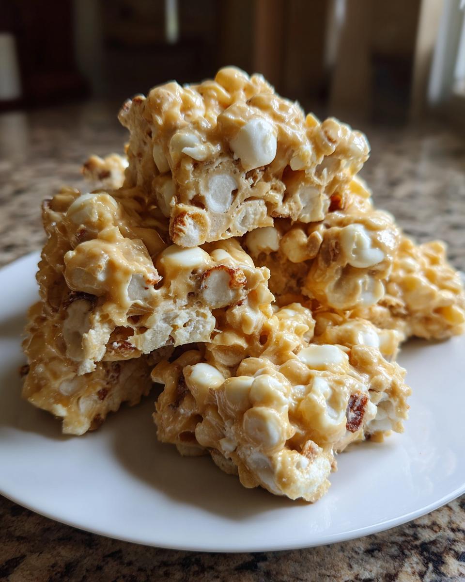 A stack of rich, gooey avalanche cookies featuring white chocolate, peanut butter, and marshmallows.